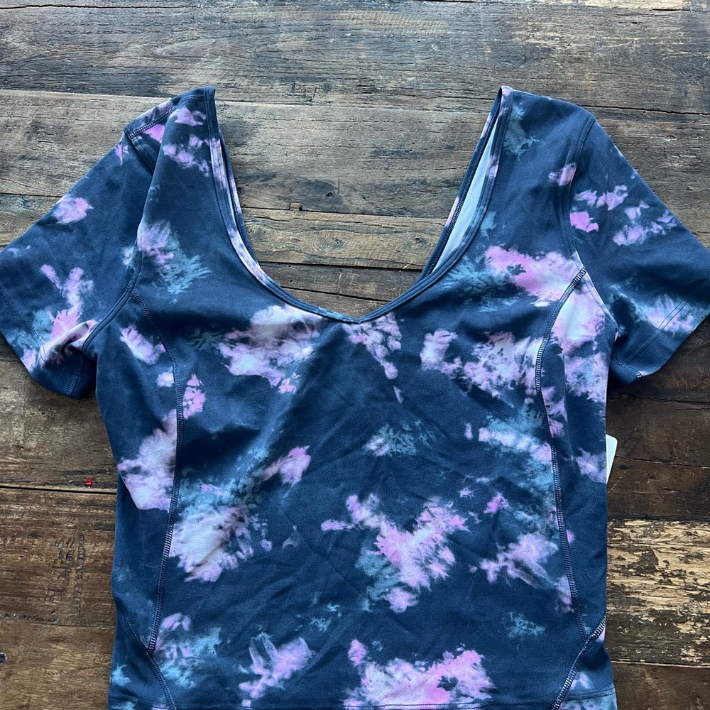 NWT Align Scoop neck Tie-Dye Top - Blue and Pink sz 4